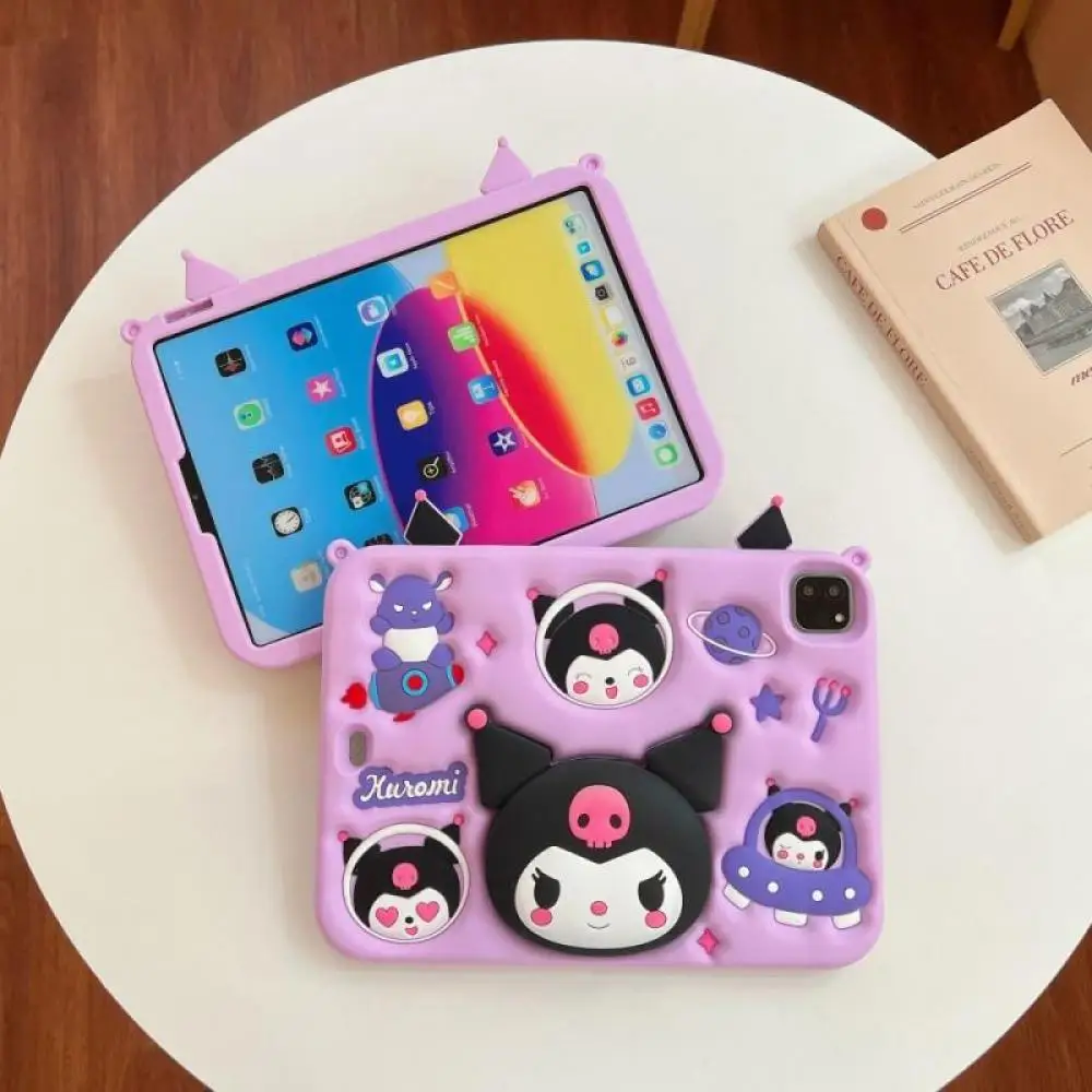 Tablet Accessories For Students - Cartoon Kuromi Ipad Silicone Protective Cover