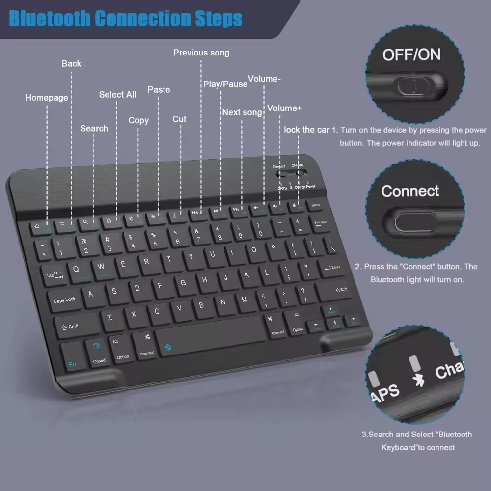 Bluetooth Wireless Keyboard Un - مراجعة Tablet Phone Accessories وسعره
