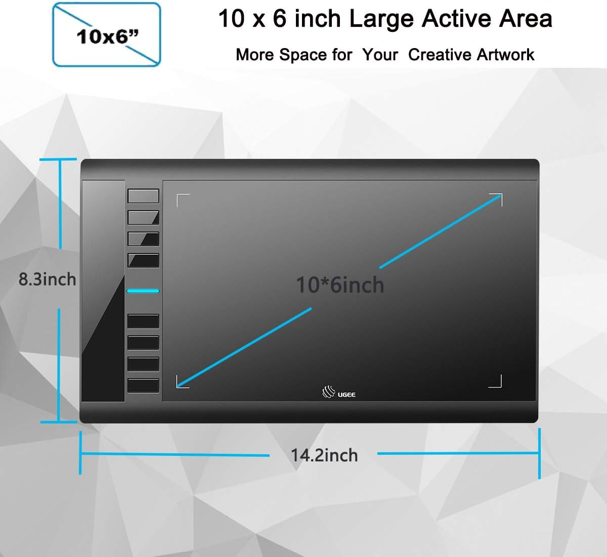 UGEE M708 10x6 Inches Graphics - مراجعة Graphic Tablet Accessories وسعره